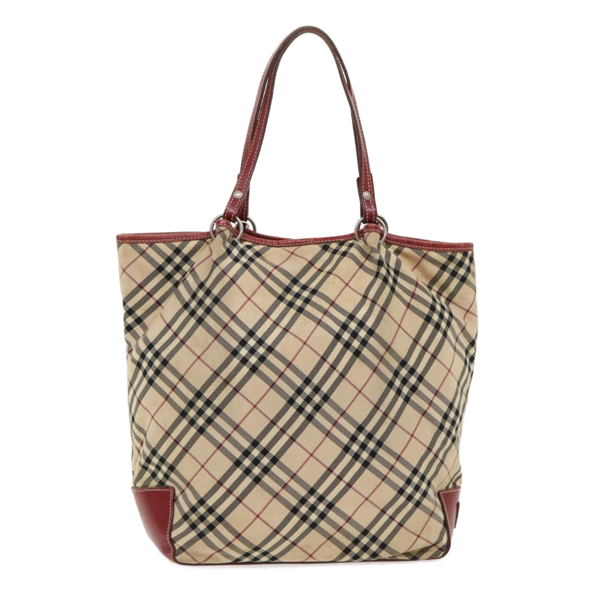 Burberry Nova Check Tote Bag Nylon Beige Auth 46688